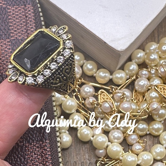 Alquimia by Ady Black and Gold Ring - Picture 1 of 7
